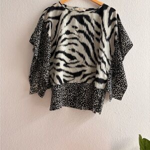 Michael Kors MK Zebra Animal Print Women's S/M Handkerchief Top